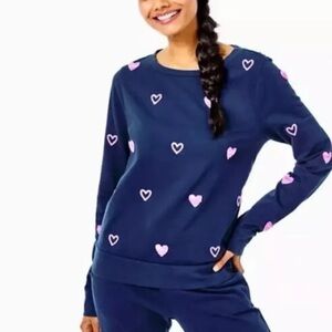Lilly Pulitzer Rami long sleeve High Tide Navy Wild Heart Chenille sweatshirt